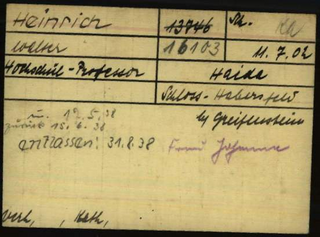 Karteikarte des KZ Dachau von Walter Heinrich