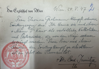 Brief von Theodor Kardinal Innitzer