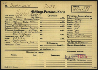 Личная карточка заключенного Артура Хушака из концентрационного лагеря Бухенвальд