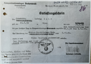 Ludwig Mohr's release certificate from Buchenwald concentration camp