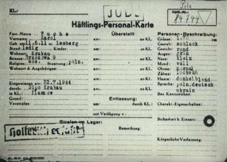 Häftlings-Personal-Karte des KZ Mauthausen von Karl Fuchs
