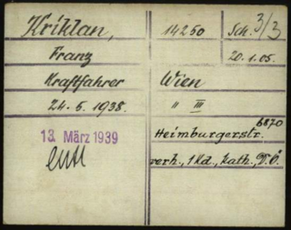 Photo der Karteikarte von Franz Kriklan des KZ Dachau