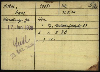 Karteikarte des KZ Dachau von Franz Kittel